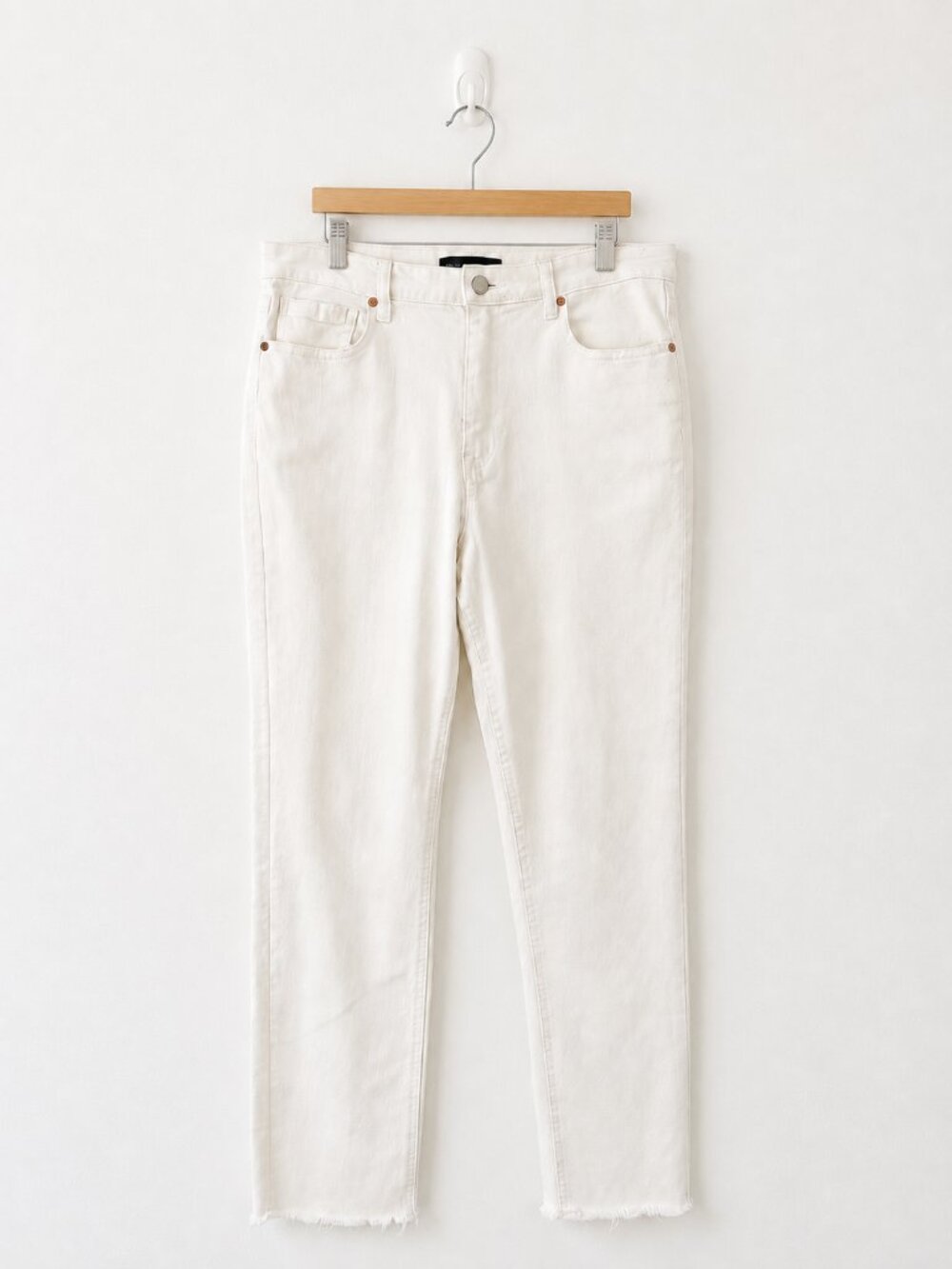 Sanctuary Denim 90s Jean High Rise Straight Salt Raw Hem White Jeans 30